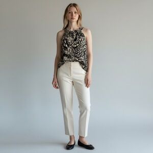 Ann Taylor Black and Cream Swirl Print Tank Top